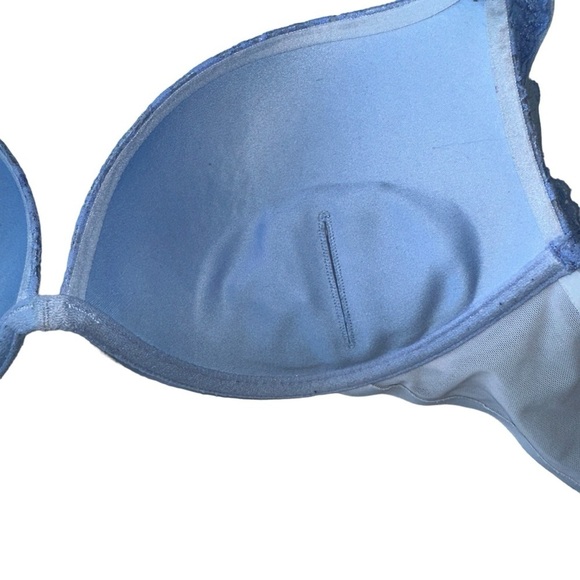 AERIE PADDED PUSH UP BRA WOMENS  SIZE 34C LIGHT BLUE FLORAL BLOOM LACE - Picture 9 of 13